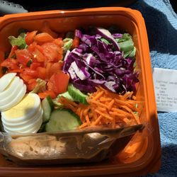 Salad and Go - Low fat and low sugar: Thai salad BBQ Ranch Dressing Hard Boiled Egg 08/24 $8.65 with lemonade