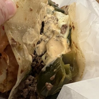 Mojo's Tacos - Franklin - Green Chilies cheeseburger Taco - Tacos Near Me - Franklin, Tennessee
