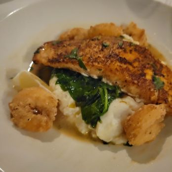 Maggiano's Little Italy - Blacken salmon (without the pepper relish),  crispy shrimp with spinch and whipped potatoes - Italian Near Me - Oak Brook, Illinois