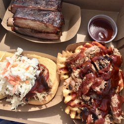Fletcher's Brooklyn Barbeque - Ribs. BBQ Fries. Pulled pork sandwich.