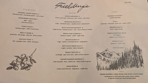 Menu photo 1 Fielding's Bozeman, MT Menu photo 1 Fielding's Bozeman, MT