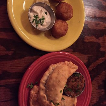 Santiago's Bodega - Beef empanadas and crab cakes (more like bites) from the $5 happy hour menu - Spanish Near Me - Altamonte Springs, Florida Santiago's Bodega - Beef empanadas and crab cakes (more like bites) from the $5 happy hour menu - Spanish Near Me - Altamonte Springs, Florida