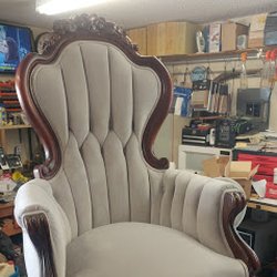 Luke's Upholstery - Queen anne chair fully restored
