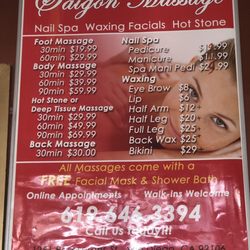 Saigon Massage & Spa - Prices