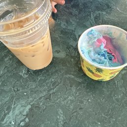 Cotton candy and fruity pebbles ice cream! Cold brew with cream and cane sugar.