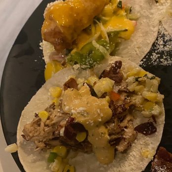 Latina Cantina - Bourbon chicken taco, and rock shrimp taco. - Latin American Near Me - Fairfield, Connecticut Latina Cantina - Bourbon chicken taco, and rock shrimp taco. - Latin American Near Me - Fairfield, Connecticut
