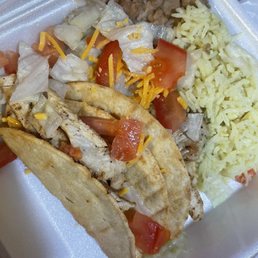 Tacos, rice and beans Tacos, rice and beans