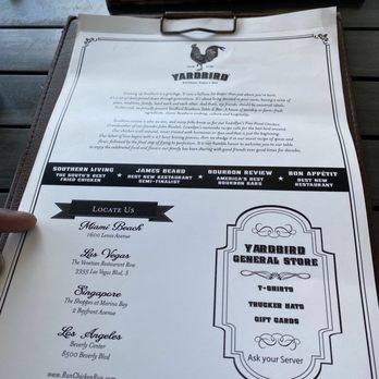 Yardbird Table & Bar - The super menu. - Southern Near Me - Miami Beach, Florida Yardbird Table & Bar - The super menu. - Southern Near Me - Miami Beach, Florida