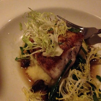 Mill Valley Kitchen - Wild sea bass with potato- cauliflower purée and mushroom broth. - New American Near Me - St Louis Park, Minnesota Mill Valley Kitchen - Wild sea bass with potato- cauliflower purée and mushroom broth. - New American Near Me - St Louis Park, Minnesota