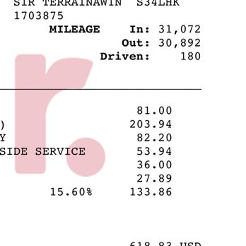 Dollar Car Rental - Actual receipt - total for rental $1019.85 - Car Rental Near Me - Nashville, Tennessee