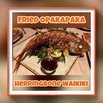 Herringbone Waikiki - Hands down the star of our dinner!! Amazing. Crispy. Fried. Moist. Delicious. Pretty!! - Seafood Near Me - Honolulu, Hawaii