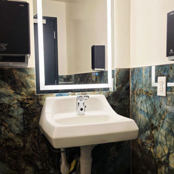 Rumi Coffee - Gorgeous bathroom with all this stone! - Coffee & Tea Near Me - Fresno, California