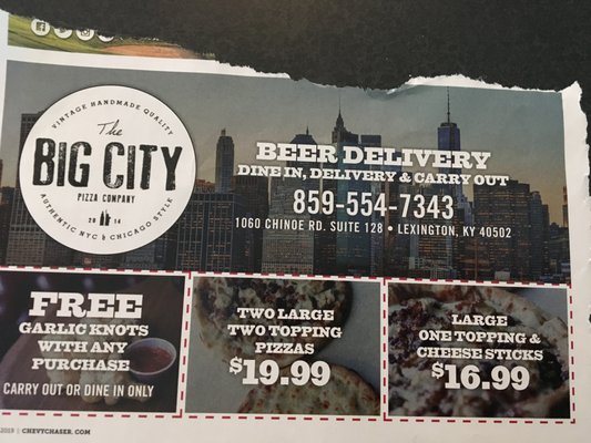 Menu photo 1 Big City Pizza Lexington, KY Menu photo 1 Big City Pizza Lexington, KY