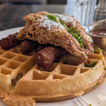 By George Restaurant & Bar - chicken + sweet potato waffle // by George * Midtown, ATL - American Near Me - Atlanta, Georgia By George Restaurant & Bar - chicken + sweet potato waffle // by George * Midtown, ATL - American Near Me - Atlanta, Georgia