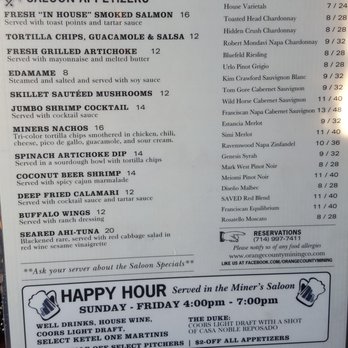 Orange County Mining Company - Happy hour menu - Steakhouses Near Me - Orange, California Orange County Mining Company - Happy hour menu - Steakhouses Near Me - Orange, California
