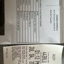 Premium Parking - P402 - Parking ticket we received and also the receipt of the paid parking.
