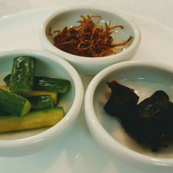 Chengdu Impression - 3 side dishes, pickled cucumber, spicy wood ears, shredded beef - Szechuan Near Me - Arcadia, California