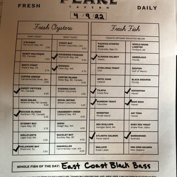 Pearl Tavern - Oyster and fresh fish menu - New American Near Me - Lee's Summit, Missouri
