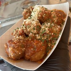 Girl’s Got Balls - Meat my Balls! Garlic Parmesan risotto with meatballs and marinara