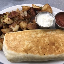 Breakfast burrito with Cajun homefries