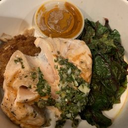 Grilled wild king salmon with sautéed greens