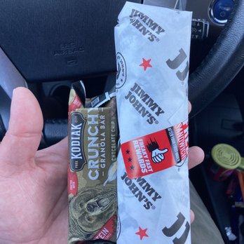 Jimmy John's - $8.00 overpriced tiny sandwich! Used a granola bar for scale and to compare it to their 8" #4 Turkey, THAT DOESN'T INCLUDE CHEESE! - Sandwiches Near Me - Fayetteville, North Carolina
