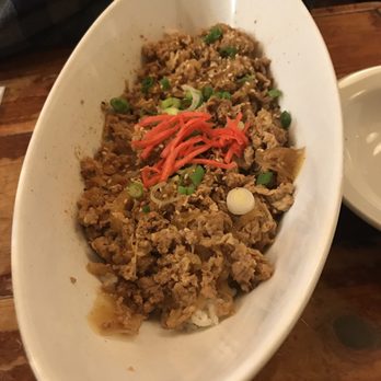 Kazu - 48 hours pork bowl: A bowl of rice topped with sliced pork simmered in soy sauce in a mildly sweet sauce - Japanese Near Me - Montreal, Quebec