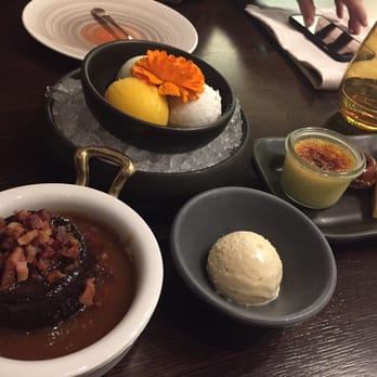 Harvest - Coconut, mango and Yuzu sorbet, TOFFEE BREAD PUDDING WITH CANDIED BACON!!! - New American Near Me - Las Vegas, Nevada Harvest - Coconut, mango and Yuzu sorbet, TOFFEE BREAD PUDDING WITH CANDIED BACON!!! - New American Near Me - Las Vegas, Nevada