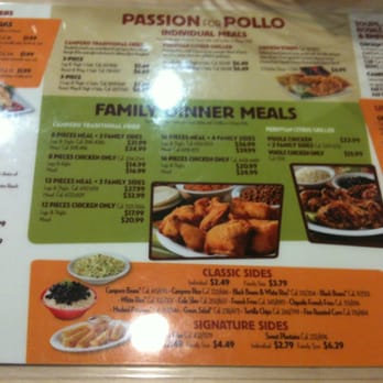 Pollo Campero - Pic of the menu - Latin American Near Me - San Francisco, California