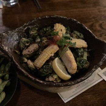 Raisu - Corn and Brussel sprouts karaage - Japanese Near Me - Vancouver, British Columbia Raisu - Corn and Brussel sprouts karaage - Japanese Near Me - Vancouver, British Columbia