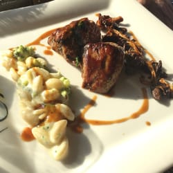 Le Restaurant Michel Chabran - Pavé de quasi de veau poêlé, jus à la coriandre et zestes d'Orange, risotto de gnocchetti au brocoli