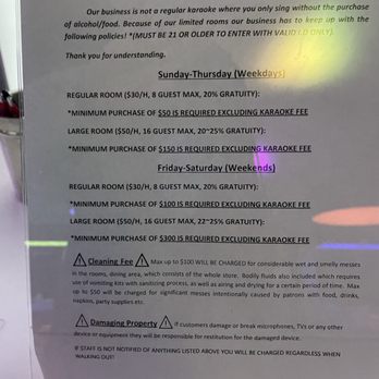 The 901 - Kareoke room policy - Karaoke Near Me - Duluth, Georgia