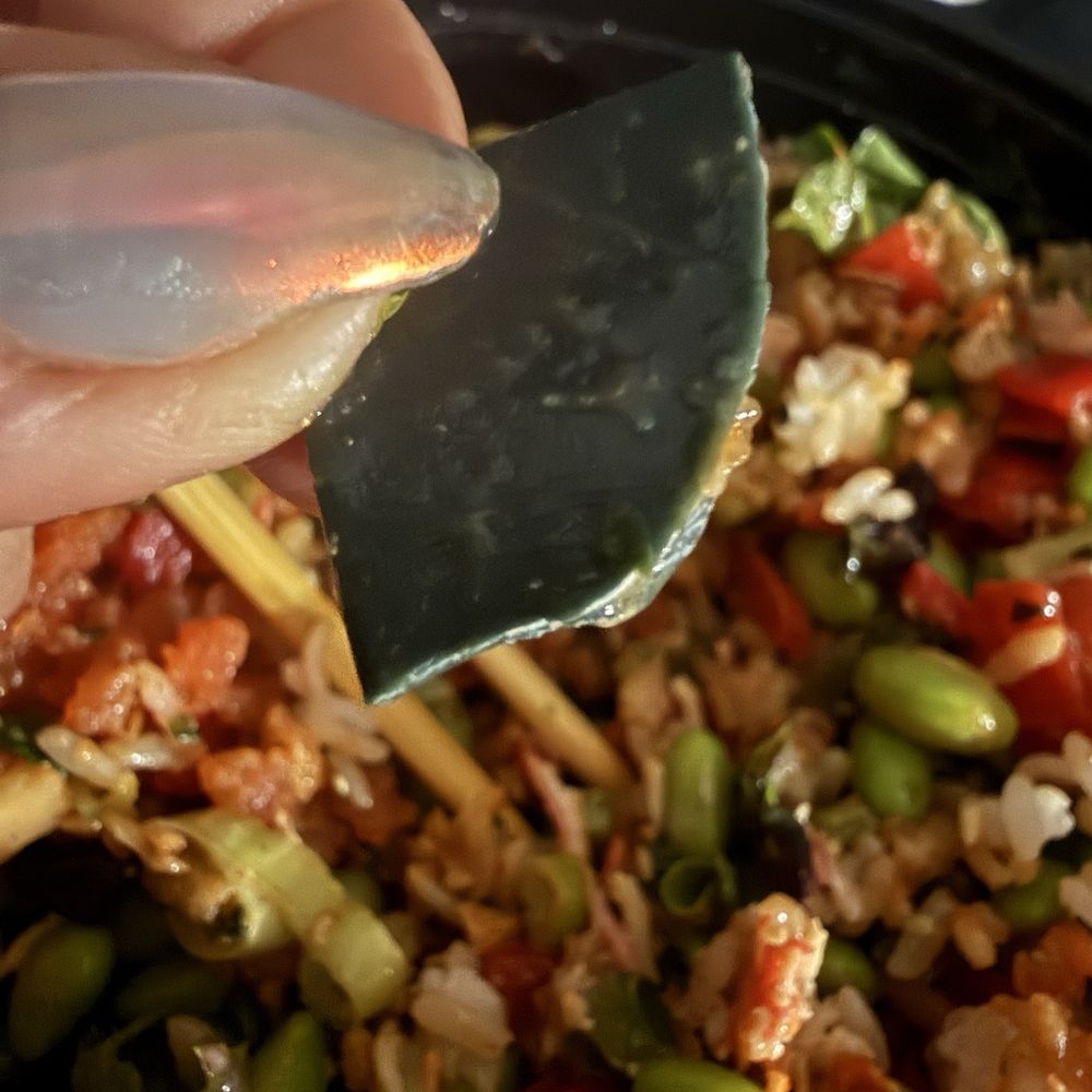 ahipoki bowl - Big sharp piece of hard plastic/ceramic like found in food and almost broke my tooth biting into it and stabbed my mouth! - Seafood Near Me - Glendora, California ahipoki bowl - Big sharp piece of hard plastic/ceramic like found in food and almost broke my tooth biting into it and stabbed my mouth! - Seafood Near Me - Glendora, California