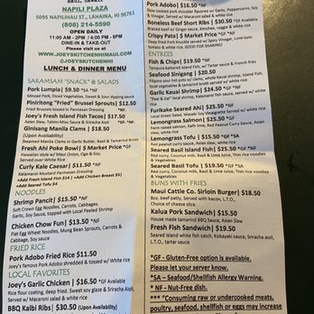 Joey's Kitchen Napili - Filipino Near Me - Lahaina, Hawaii