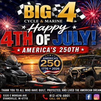 Big 4 Cycle and Marine - Happy 4th of July! #big4cycle #evansville #canam #seadoo #beta #kymco - Motorcycle Dealers Near Me - Evansville, Indiana Big 4 Cycle and Marine - Happy 4th of July! #big4cycle #evansville #canam #seadoo #beta #kymco - Motorcycle Dealers Near Me - Evansville, Indiana