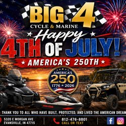 Big 4 Cycle and Marine - Happy 4th of July! #big4cycle #evansville #canam #seadoo #beta #kymco