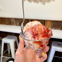 Earnest Ice Cream - Vegan strawberry rhubarb drizzle