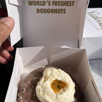 Sidecar Doughnuts & Coffee - Passion fruit filled--really enjoyed the tangy passion fruit filling. - Donuts Near Me - Costa Mesa, California Sidecar Doughnuts & Coffee - Passion fruit filled--really enjoyed the tangy passion fruit filling. - Donuts Near Me - Costa Mesa, California