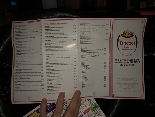 Menu photo 1 Tandoor Indian Restaurant Murfreesboro, TN Menu photo 1 Tandoor Indian Restaurant Murfreesboro, TN