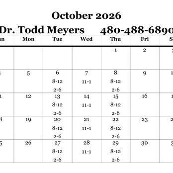 Todd Meyers DC - Corrected October Adjusting Hours - Chiropractors Near Me - Cave Creek, Arizona Todd Meyers DC - Corrected October Adjusting Hours - Chiropractors Near Me - Cave Creek, Arizona