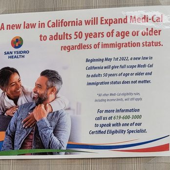 San Ysidro Health - A new law in California will expand Medi-Cal to adults 50 years of age or older regardless of immigration status, stating May 1, 2022 - Obstetricians & Gynecologists Near Me - Escondido, California San Ysidro Health - A new law in California will expand Medi-Cal to adults 50 years of age or older regardless of immigration status, stating May 1, 2022 - Obstetricians & Gynecologists Near Me - Escondido, California