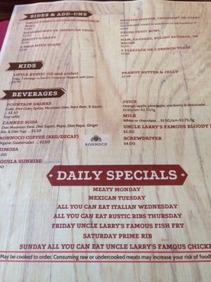 Menu photo 2 Uncle Larry's Rustic Inn Hartford, WI