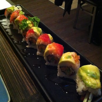 Globefish Sushi & Izakaya - Vegetable fantasy roll. Yam tempura, asparagus, avocado and tomato - Sushi Bars Near Me - Calgary, Alberta Globefish Sushi & Izakaya - Vegetable fantasy roll. Yam tempura, asparagus, avocado and tomato - Sushi Bars Near Me - Calgary, Alberta