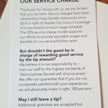 The Carlile Room - Service charge note - New American Near Me - Seattle, Washington