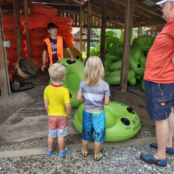 Settlers Mountain - Getting our tubes for Deep Creek Tubing adventures - Vacation Rentals Near Me - Bryson City, North Carolina