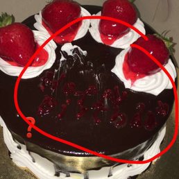 Older female had the audacity to write on the cake without hesitation.