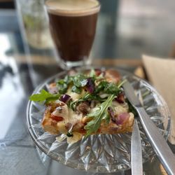 Volunteer Park Cafe & Pantry - Focaccia and oat milk mocha