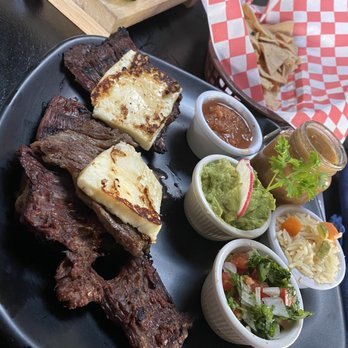Casa Amigos - The flank steak with rice and beans, guacamole, pico de Gallo and salsa - Mexican Near Me - Cabo San Lucas, BCS