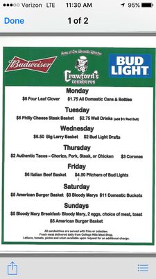 Menu photo 8 Crawford's Corner Pub Bloomington, IL