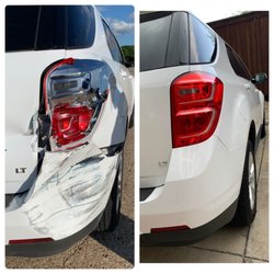 Hance Uptown Collision - Damage Before and after image of Hance's work. She looks brand new!